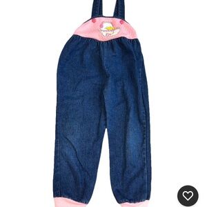 Vintage Girls Denim Overalls Size 4T Pink Goose Stone Apparel 1990s